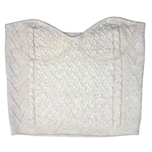 Le Lis Corset Style Cable Knit Top Sweater Top Size Large Cream NWT thumbnail 1