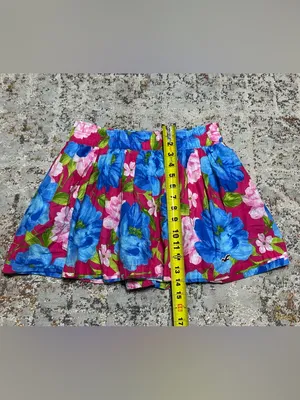 Y2K Hollister Mini Skirt size Large Floral blue pink thumbnail 4