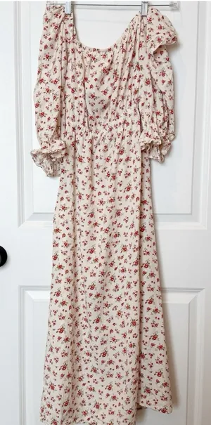 Reformation Karly Midi Dress XS Cottagecore Floral Milkmaid Romantic Puff Sleeve thumbnail 1