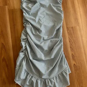 Edikted Gaia Gathered Mini Dress blue white striped small thumbnail 3
