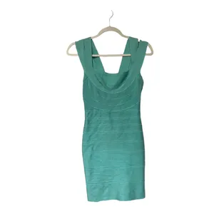HERVE LEGER Seafoam Turquoise Bardot Blue Bandage Mini Dress thumbnail 6