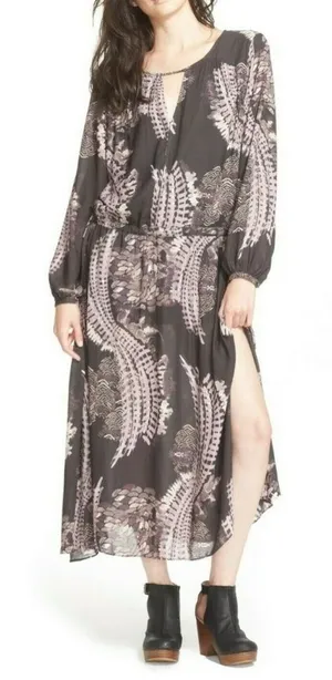 FREE PEOPLE Out Of The Woods Dress With Side Splits Size Medium thumbnail 1