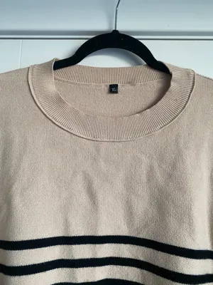 Etch new crew neck beige and black stripes sweater size XL thumbnail 6