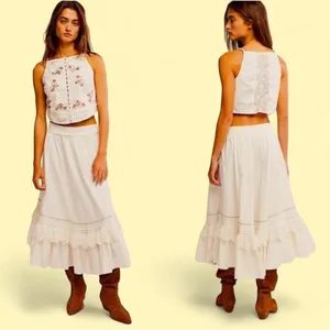 NWT Free People Maeberrie Embroidered Crop Top + Skirt Set thumbnail 2