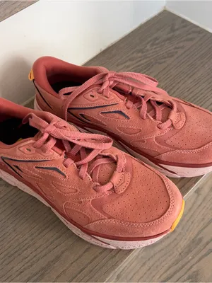 Hoka U Clifton L Suede Sneakers in Earthenware / Hot Sauce NWOB thumbnail 4