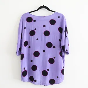 Vintage Y2K Cristina Barros Purple Magenta & Black Polka Dot Tunic Top Size IT36 thumbnail 3
