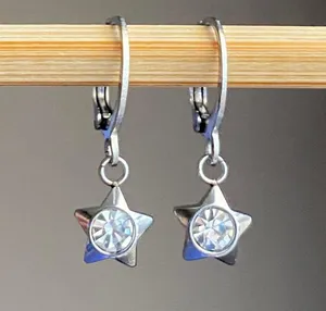 Handmade funky grunge y2k simple mini stainless star earrings 🌙 thumbnail 1