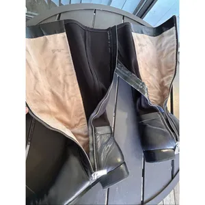 Michael Kors Hamilton Riding Boots Black /Silver Logo Size 6.5 M thumbnail 4