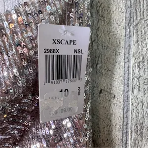 Xscape (with flaws)Size 10 Beige/Tan Underlay Silver Sequin 1 Arm Party … thumbnail 11