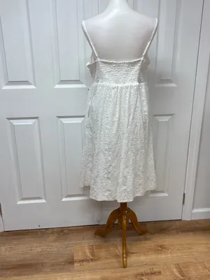Nanette Lepore White‎ Sleeveless Embroidered Dress With Pockets- Size 14. thumbnail 14