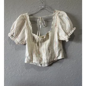 Free People Seratonin Corset Top Shirt Blouse Linen Ivory Combo Boho thumbnail 8