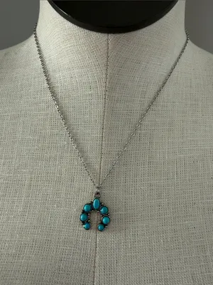 Plunder Silver tone Necklace with Turquoise Cluster Pendant New thumbnail 1
