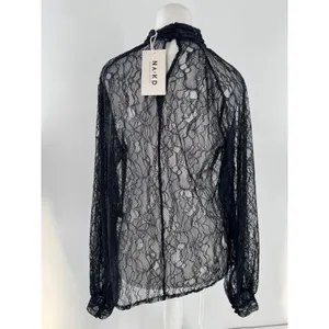 NA-KD Black Lace Blouse 36 US Small 4 Sheer Romantic Grunge Whimsigoth Layering thumbnail 6