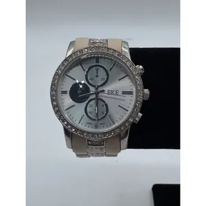 BKE Silver Tone Rhinestone Chronograph Watch Japan Movt Needs Battery‎ thumbnail 2