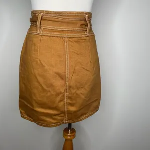 Forever 21- Orange/Brown High Waist Retro Tie Belted Denim Skirt thumbnail 5