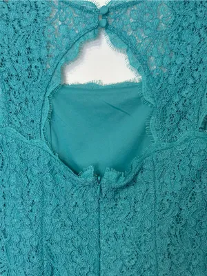 Adrianna Papell Teal Lace Cap-Sleeve Dress Sz 2 thumbnail 6