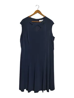 Wisp Woman Navy Blue Office Professional Casual Wedding Guest Keyhole Dress thumbnail 2