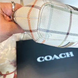 Coach Heritage Tattersall Signature Off White Shoulder Handbag thumbnail 13