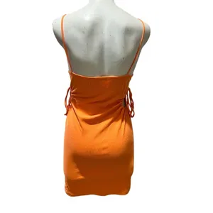 Zara Women's Orange Ribbed Mini Dress with Cutouts Size L thumbnail 8