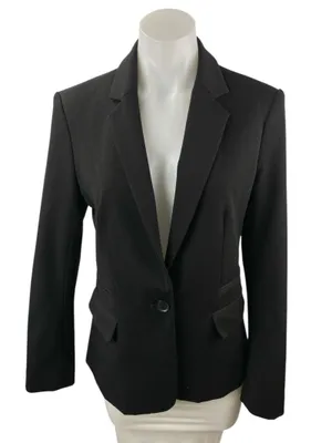 Express Black Notched Collar Long Sleeve Cardigan Suit Blazer Coat Jacket Size 8 thumbnail 1