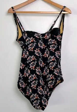 Moontide |Floral One Piece Ruched Twist Front sz 10 thumbnail 4