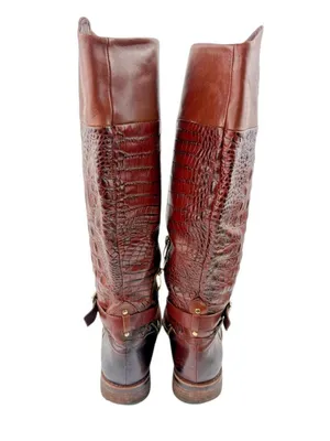 -Vince Camuto Kamino Flavian Tall Boots Womens 9B Brown Riding Quiet Luxury Croc thumbnail 5