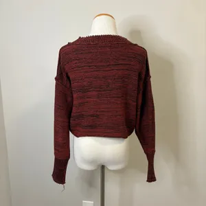 Urban Outfitters‎ Burgundy Cropped Cardigan Sweater Button Down Knit Top XS thumbnail 3