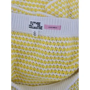 Future Collective Mini Skirt Womens 1X‎ Yellow Knit Alani Noelle Textured Cotton thumbnail 3