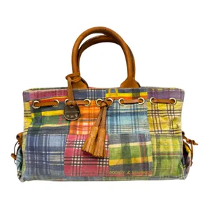 Dooney & Bourke Vintage Plaid Picnic Patchwork Ants Satchel Bag Purse Handbag thumbnail 1