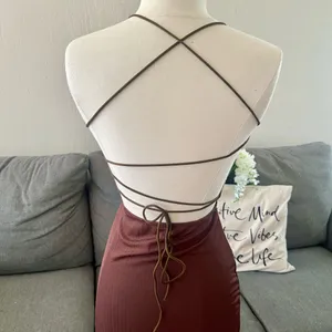 Chocolate Brown Strappy Bodycon Dress thumbnail 7