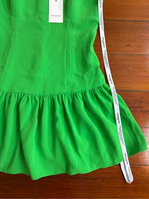 NWT Amanda Uprichard Apple Green Drop Waist Square Neck Mini Dress Sz M 🧡🍄 thumbnail 9