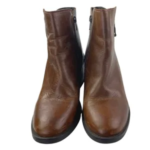 Aldo Etelilla Women's Brown Leather Zip Up Block Heels Chelsea Ankle Boots 7.5 thumbnail 2