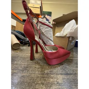 Sam Edelman Andie Pumps Pink Satin Embellished Platform Heel Display Size 8.5‎ thumbnail 4