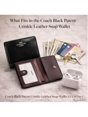 NEW Coach Black Patent Crinkle Leather Snap Wallet CCL79 New in Coach Box thumbnail 4