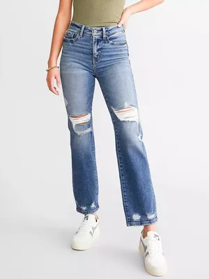 Buckle Black Fit No 35 Cropped Straight Stretch Jeans 28x27 Distressed BBW1475A thumbnail 3