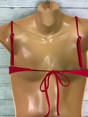 Quince Italian Knot Triangle Bikini Top Cherry Red Size Small thumbnail 3