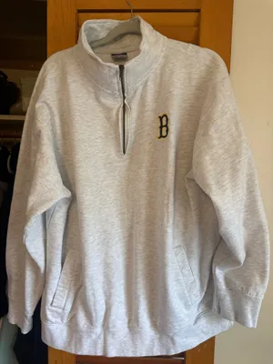 MV Sport Sweatshirt Quarter-Zip Grey Boston Red Sox thumbnail 1