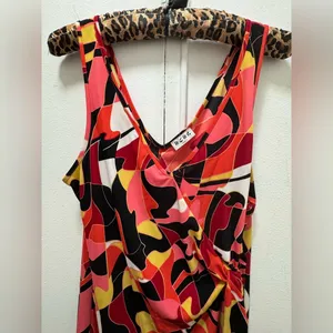 Y2K 90s BCBG Paris Kaleidoscope Side Knot Dress XL thumbnail 2