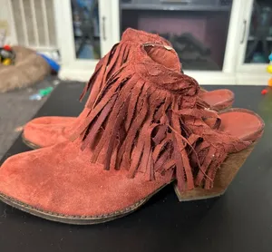 Coconuts‎ by Matisse Red Fringe Booties in 9 thumbnail 1