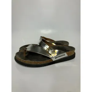 Mephisto Helen Sandals Womens 39 Silver Fair‎ Metallic Cork Footbed Buckle Slide thumbnail 3