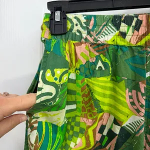 Haute Hippie green‎ geometric pull on flowy straight pocket lightweight pants S thumbnail 2