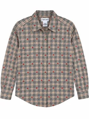 Vintage Plaid Floral Embroidered Button Down Shirt Grannycore Fall Acadamia XL thumbnail 2