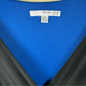 Studio One Colorblock Maxi Dress XL Black Blue White Sleeveless V Neck thumbnail 4