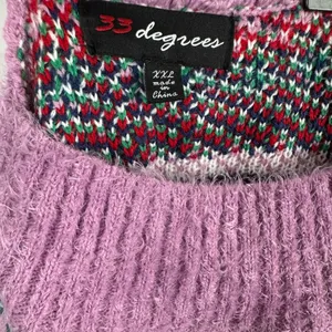 33 Degrees Fair Isle Snowflake XXL Purple Red Winter Knit Pullover‎ thumbnail 3