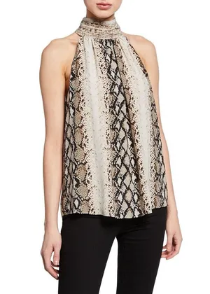 Joie Erola Mock-Neck Snakeskin Print Top – Size Small thumbnail 2