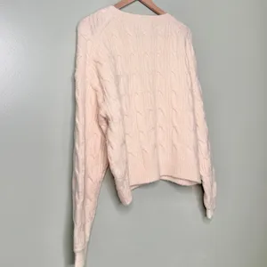 J. Crew Wool Alpaca Cable Knit Cardigan Sweater Jewel Buttons Cream Beige Medium thumbnail 6