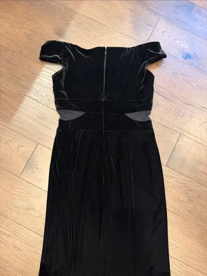 XSCAPE Black Velvet Off Shoulder Maxi Gown Cutout Formal Dress Size 6 - C61-123 thumbnail 8