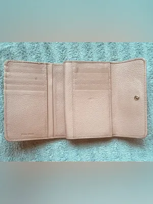 Miu Miu Madras Fiocco Trifold Wallet Blush Pink Leather Bow COA Authentic -EUC thumbnail 14