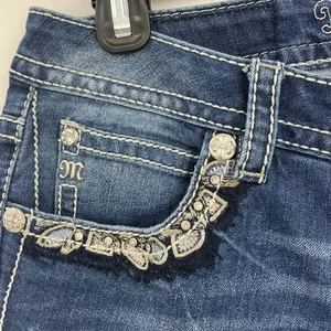 Miss Me Dark Blue Skinny Jeans with Embellished Pockets 679 thumbnail 3