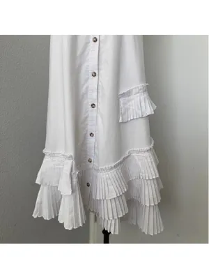 Anthropologie White ruffle sleeveless button down dress - Size XS thumbnail 5